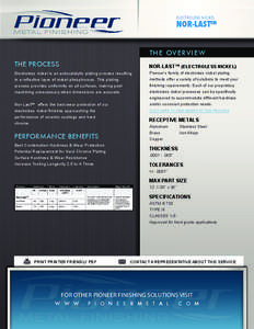 ELECTROLESS NICKEL  NOR-LAST™ T HE OV ERV IEW THE PROCESS