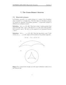 MATH32051[removed]Hyperbolic Geometry  Lecture 7