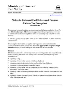 Ministry of Finance Tax Notice ISSUED: November 2013 Notice[removed]gov.bc.ca/consumertaxes