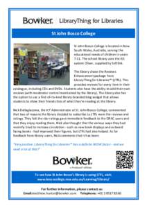 Bowker - LibraryThing St John Bosco | testimonial (English AU PDF)