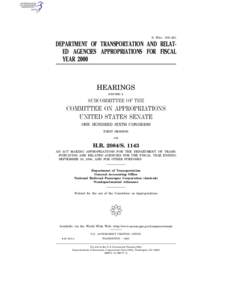 S. HRG. 106–221  DEPARTMENT OF TRANSPORTATION AND RELATED AGENCIES APPROPRIATIONS FOR FISCAL YEAR[removed]HEARINGS