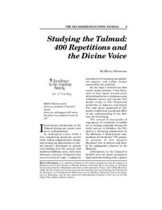 THE NEA HIGHER EDUCATION JOURNAL  9 Studying the Talmud: 400 Repetitions and