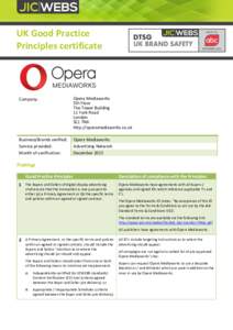 UK Good Practice Principles certificate Company:  Opera Mediaworks