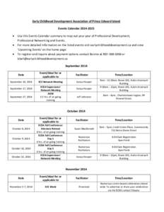 Early Childhood Development Association of Prince Edward Island Events Calendar[removed]   