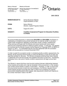 Microsoft Word[removed]SB39 -  Condition Assessment Program for Edu Facilities in ON - Aug 17.doc