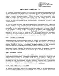 ACCET Document 1.2 Date Developed: November 1989 Date Revised: December 2007/August 2012 Page 1 of 3 Pertinent To: All Member Institutions