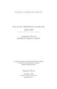 national academy of sciences  William frederick Durand