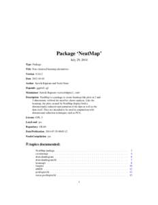 Package ‘NeatMap’ July 29, 2014 Type Package Title Non-clustered heatmap alternatives Version[removed]Date[removed]