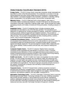 Global Industry Classification Standard (GICS)