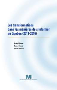 Daniel Giroux Serge Proulx Seima Souissi Les transformations dans les manières de s’informer