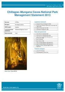 Chillagoe–Mungana Caves National Park Management Statement 2013 Park size: 3,575ha