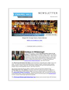 November[removed]Chapel Hill/Orange County Visitors Bureau WWW.VISITCHAPELHILL.ORG  — TOURISM NEWS & EVENTS —