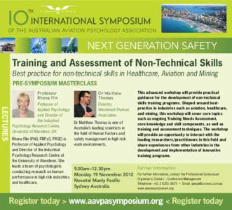 Io International Symposium  of the australian aviation psychology association Next Generation safety Training and Assessment of Non-Technical Skills