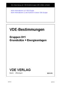 Inhalt VDE-Gruppe 0+1: Grundsaetze + Energieanlagen[removed]