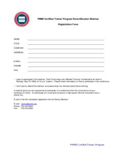 PMMI Trainer – Customer Feedback Form