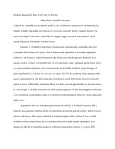 Giuliana Sanguinetti Katz. University of Toronto Maria Rosa Cutrufelli e la storia Maria Rosa Cutrufelli è una scrittrice prolifica. Ha collaborato a numerose riviste letterarie, ha fondato e diretto per dodici anni Tut