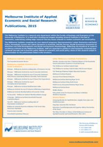 The Melbourne Institute of Applied Economic and Social Research / Melbourne / Household /  Income and Labour Dynamics in Australia Survey / Consumer Confidence Index / Asialink / Ross Garnaut / Westpac / Australian Bureau of Statistics / Statistics / Oceania / Australia