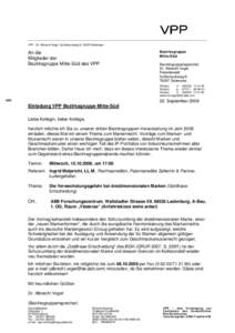 VPP Dr. Albrecht Vogel, Schönbuchweg 8, 76297 Stutensee  An die Mitglieder der Bezirksgruppe Mitte-Süd des VPP