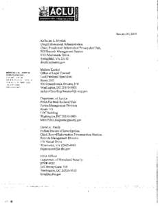 AMERICAN CIVIL LIBERTIES UNION  January 20, 2015 Katherine L. Myrick Drug Enforcement Administration Chief, Freedom of Infonnation/Privacy Act Unit,