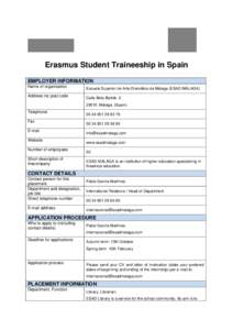 Erasmus Student Work Placement in the UK