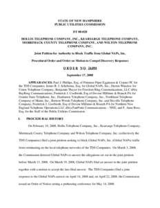 STATE OF NEW HAMPSHIRE PUBLIC UTILITIES COMMISSION DT[removed]HOLLIS TELEPHONE COMPANY, INC., KEARSARGE TELEPHONE COMPANY, MERRIMACK COUNTY TELEPHONE COMPANY, AND WILTON TELEPHONE COMPANY, INC.