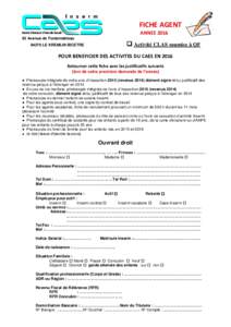 FICHE AGENT ANNEEAvenue de Fontainebleau  Activité CLAS soumise à QF