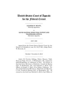 United States Court of Appeals for the Federal Circuit __________________________ GILBERT P. HYATT, Plaintiff-Appellant, v.