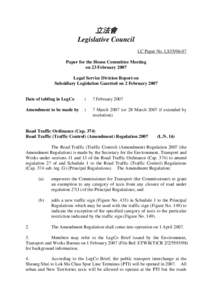 立法會 Legislative Council LC Paper No. LS35[removed]Paper for the House Committee Meeting on 23 February 2007 Legal Service Division Report on