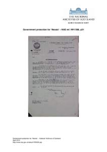 Government protection for ‘Nessie’ – NAS ref. HH1/588, p31  Government protection for ‘Nessie’ – National Archives of Scotland April 2010 http://www.nas.gov.uk/about[removed]asp