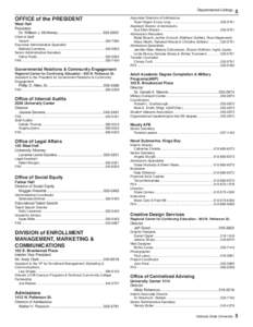 Departmental Listings  5 OFFICE of the PRESIDENT West Hall