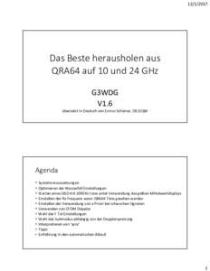 Das Beste herausholen aus QRA64 auf 10 und 24 GHz G3WDG V1.6