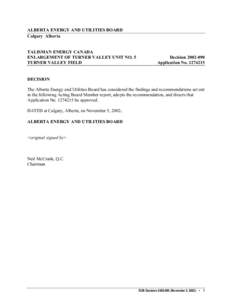 Decision[removed]: Talisman Energy - Enlargement of Turner Valley Unit No. 5 - Turner Valley Field