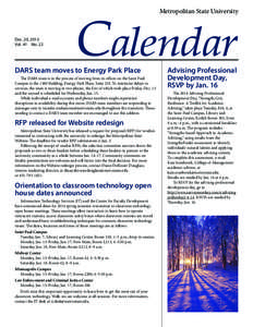 Calendar Metropolitan State University Dec. 20, 2013 Vol. 41 No. 22