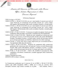 MIUR.AOODRMO.REGISTRO dei DECRETI DIRETTORIALI2016 Firmato digitalmente da Anna Paola Sabatini C=IT