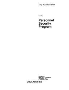 Personnel Security Program