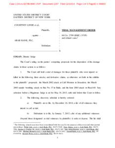 Case 1:04-cv[removed]BMC-VVP Document 1197 Filed[removed]Page 1 of 3 PageID #: [removed]UNITED STATES DISTRICT COURT EASTERN DISTRICT OF NEW YORK ----------------------------------------------------------- X :