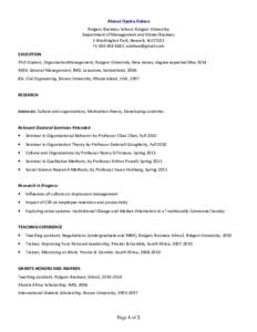 Akwasi Opoku-Dakwa Rutgers Business School, Rutgers University Department of Management and Global Business 1 Washington Park, Newark, NJ 07102 +[removed], [removed] EDUCATION