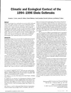 Climatic and Ecological Context of the[removed]Ebola Outbreaks