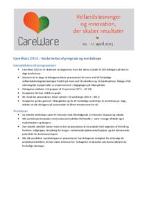 CareWare 2013 Program - med beskrivelse af workshops)