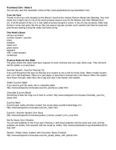 Prairieland CSA - Week 8 You can also view this newsletter online at http://www.prairielandcsa.org/newsletters.html From the Farm Thanks to all of you who stopped by the Moore’s booth at the Urbana Farmers Market last 