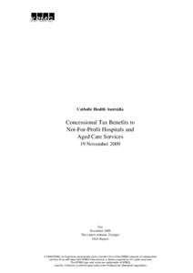 ABCD  Catholic Health Australia Concessional Tax Benefits to Not-For-Profit Hospitals and