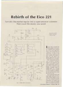 Rebirth of the Eico 221 Turn this flea-market regular into a super-sensitive voltmeter. Then count the m on e y yo u saved. e