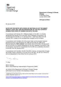 Department of Energy & Climate Change 3 Whitehall Place, London SW1A 2AW www.gov.uk/decc