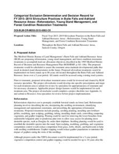 Silvicuture Practices in Butte Falls and Ashland Resource Areas-Reforestation, Young Stand Management, and Forest Condition Restoration Treatments