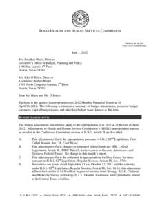 TEXAS HEALTH AND HUMAN SERVICES COMMISSION  THOMAS M. SUEHS EXECUTIVE COMMISSIONER  June 1, 2012