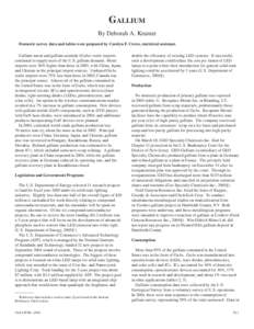 Gallium By Deborah A. Kramer Domestic survey data and tables were prepared by Carolyn F. Crews, statistical assistant. Gallium metal and gallium arsenide (GaAs) wafer imports continued to supply most of the U.S. gallium 
