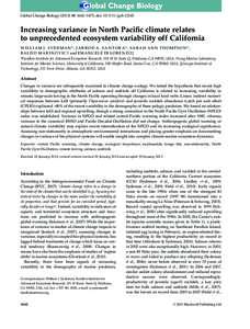 Global Change Biology[removed], 1662–1675, doi: [removed]gcb[removed]Increasing variance in North Pacific climate relates to unprecedented ecosystem variability off California WILLIAM J. SYDEMAN*, JARROD A. SANTORA*, SA