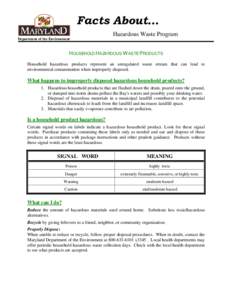 Hazardous waste / Household Hazardous Waste / Paint / Dangerous goods / Litter / Hazardous waste in the United States / Solid waste policy in the United States / Pollution / Waste / Environment