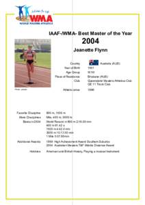 IAAF-/WMA /WMA- Best Master of the Year 2004 Jeanette Flynn Country