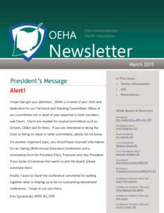 OEHA  Ohio Environmental Health Association  Newsletter